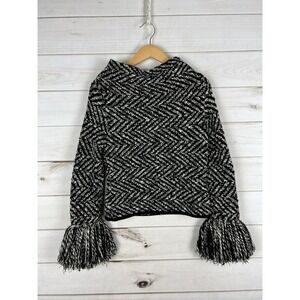 Tomaso Stefanelli‎ Sweater Womens 42 Chevron Pattern Fringe Sleeve Knit Pullover